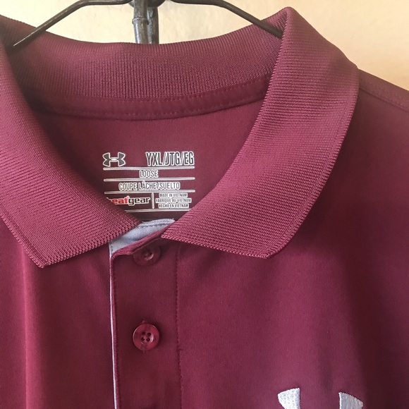 Under Armour youth XL loose Heatgear maroon polo like new - Picture 2 of 3